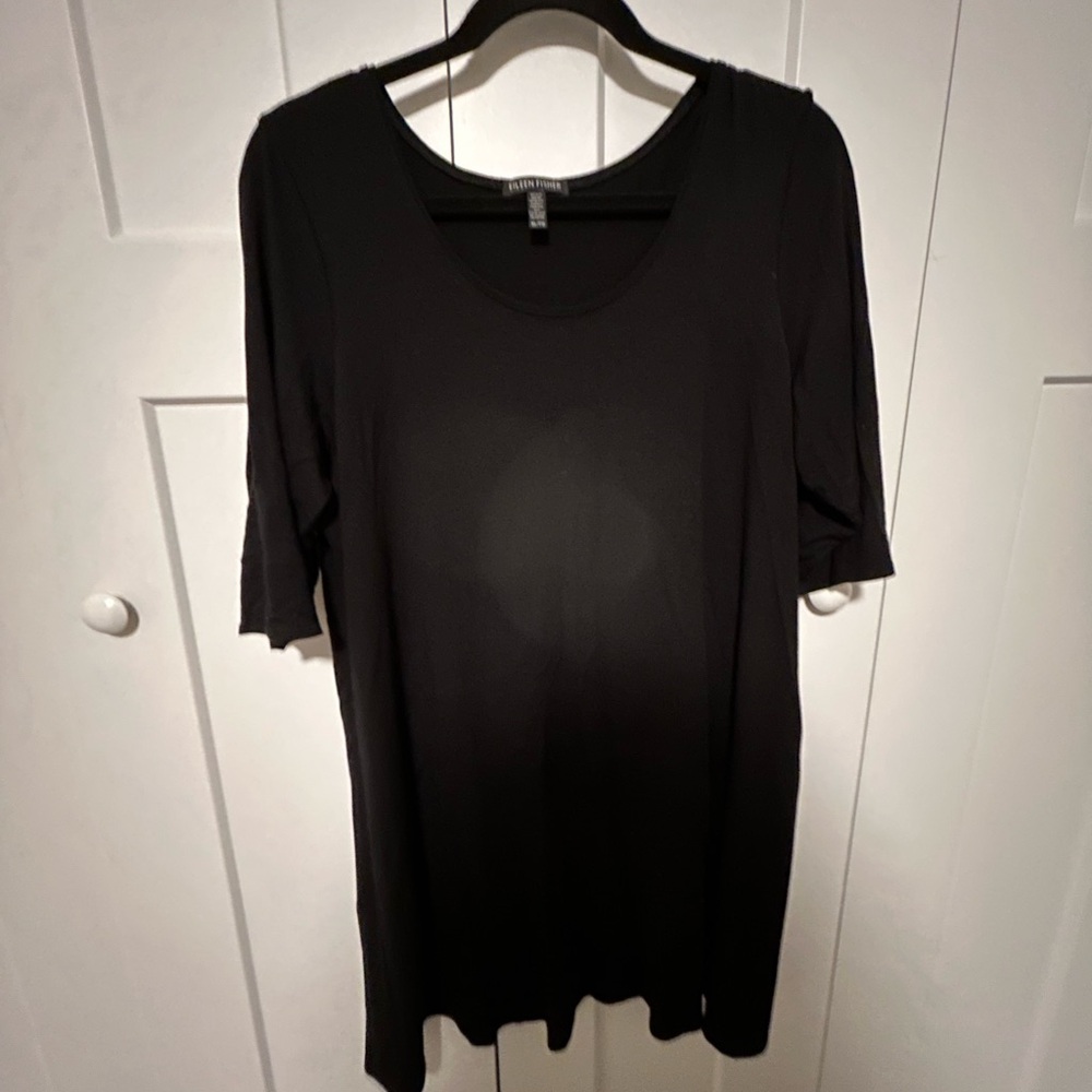 Eileen Fisher Black Stretchy Short Sleeve Top